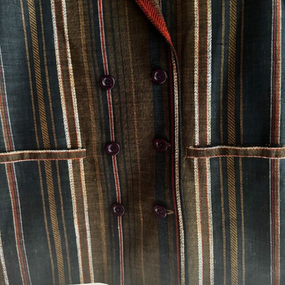 Vintage Mister Leonard Striped Linen Blend Blazer 10 - Picture 4 of 7